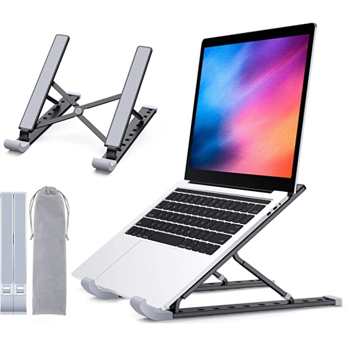 Supporto portatile Iqunix aluminum ventilato supporto update version   ergonomica riser supporto portatile per MacBook Pro tutti i computer argento 
