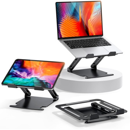 Glangeh Laptop Ständer Aluminium Robust, Belüfteter Ergonomisch Laptop Stand mit Höhenverstellbarer, Wärmeableitung Laptopständer Kompatibel mit MacBook Pro Air, Alle 10-16" Laptops