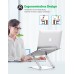 Glangeh Laptop Ständer Aluminium Robust, Belüfteter Ergonomisch Laptop Stand mit Höhenverstellbarer, Wärmeableitung Laptopständer Kompatibel mit MacBook Pro Air, Dell, HP, Alle 10-16" Laptops，Silber