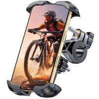  Glangeh Bike Phone Holder, [Upgraded Reinforced Clamp] Motorbike Phone Mount with Secure Lock, Universal 360° Rotatable Bike Phone Mount Compatible with iPhone 16 Pro Max/15/S25 Ultra, 4.7-6.9’’ Phone