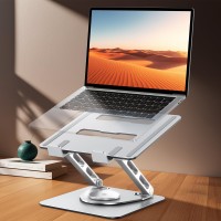Glangeh Laptop Stand [360° Flexible Rotating], Dual-Bar Support & Height Adjustable Laptop Riser Stand for Desk, Ergonomic Foldable Computer Stands Holder Compatible with MacBook Air Pro (10-16")