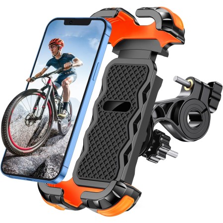 Glangeh Handyhalterung Fahrrad, [Sicheres Schloss] 360° Drehbar Universal Handyhalterung Motorrad, Vollständiger Schutz Handyhalter Fahrrad Organisation für MTB, Kinderwagen, für 4,7-6,8 Smartphone