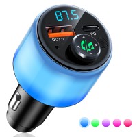 Glangeh Bluetooth 5.3 Car Adapter, [ALL-OVER GLOW] PD 30W+QC 3.0 Dual-Port Fast Charger Car Bluetooth Transmitter, FM Bluetooth Transmitter Car Wireless Radio Hi-Fi MP3 Player, Hands-Free Call Car Kit