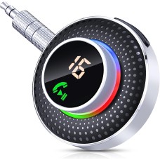 Glangeh Bluetooth Receiver 3.5mm, [Enlarged Button & LED Display Screen] Aux Bluetooth Adapter for Car, Bluetooth 5.3 Car Adapter for Car Stereo/Home Stereo/Headphones, Support Siri/Hands-free call