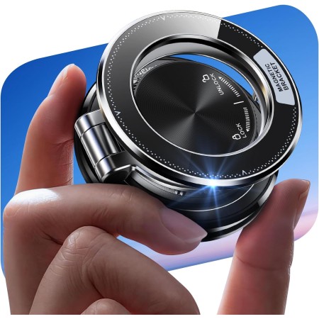 Glangeh All Metal Magnetic Phone Holder for Cars Ultra-Thin, [95LBS Powerful Vacuum+Gel Sucker] Car Phone Holder, 360° Adjustable for Magsafe Car Mount with Metal Ring for iPhone Series & Android